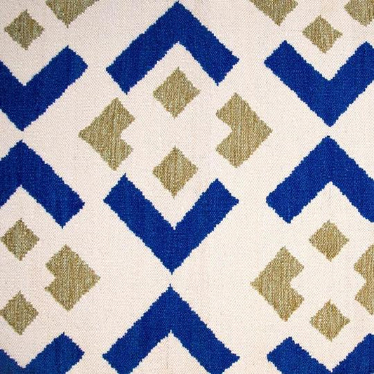Knox Kilim Rug in Blue and Yellow - Fairley Fancy 