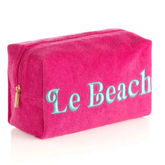 Sol "Le Beach" Zip Pouch in Fuchsia - Fairley fancy