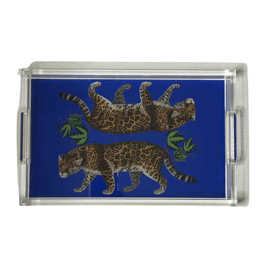 Leopard Seeing Double Hot Blue Acrylic Vanity Tray - Fairley Fancy 