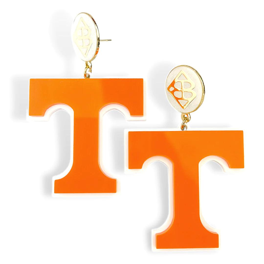 Orange and White Power T Earrings - Fairley Fancy 