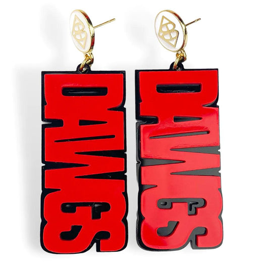 Red and Black DAWGS Earrings - Fairley Fancy 