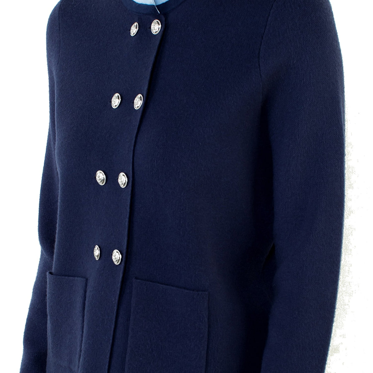 Ruffled Collar Cardigan with Silver Buttons - Fairley Fancy