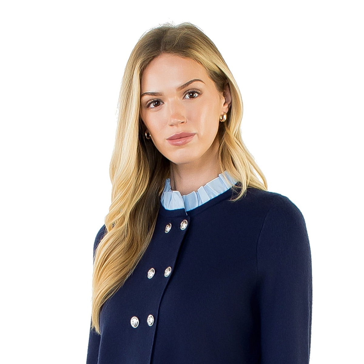 Ruffled Collar Cardigan with Silver Buttons - Fairley Fancy