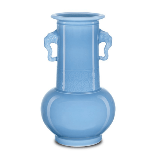 Sky Blue Elephant Handles Vase - Fairley Fancy 