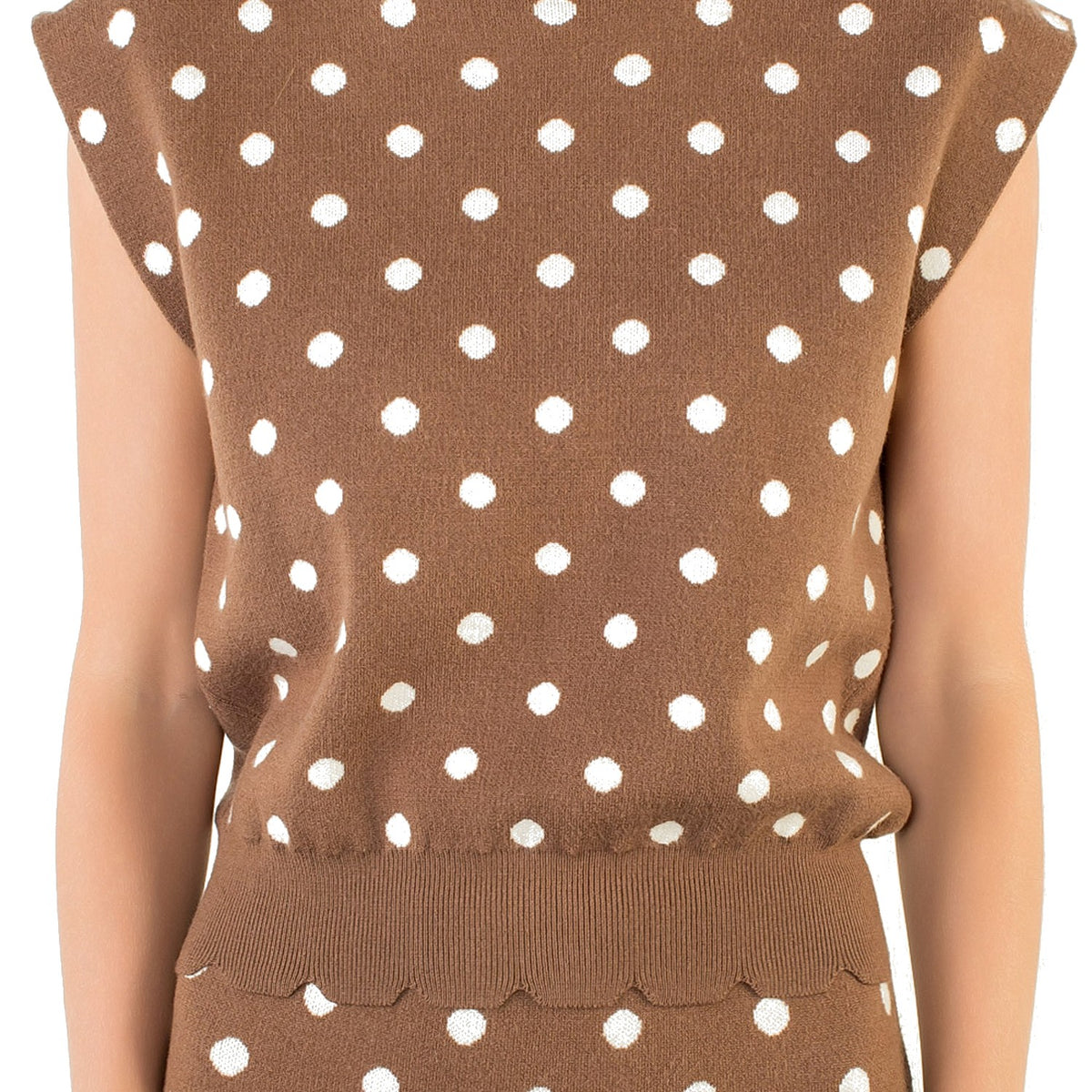 Sleeveless Polka Dot Knit Top - Fairley Fancy