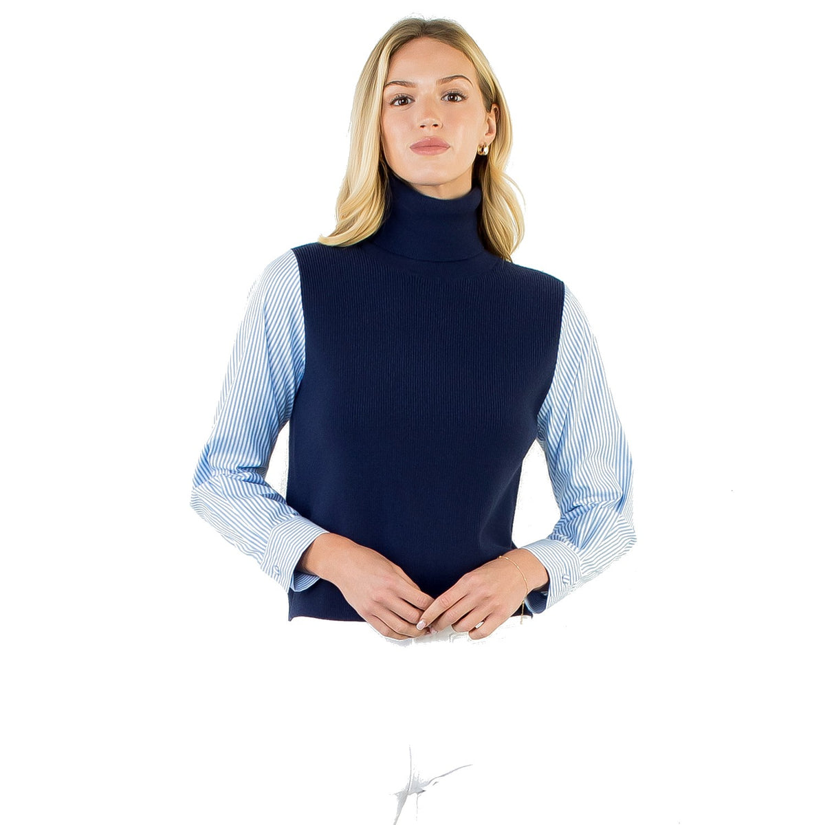 Stripe Sleeve Sweater Top - Fairley Fancy