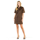 Suede Leopard Print Dress with Collar Detail - Fairley Fancy