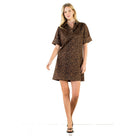 Suede Leopard Print Dress with Collar Detail - Fairley Fancy
