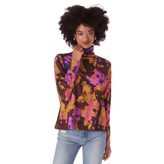 Sylvie Turtleneck in Blurred Floral Moody - Fairley Fancy 