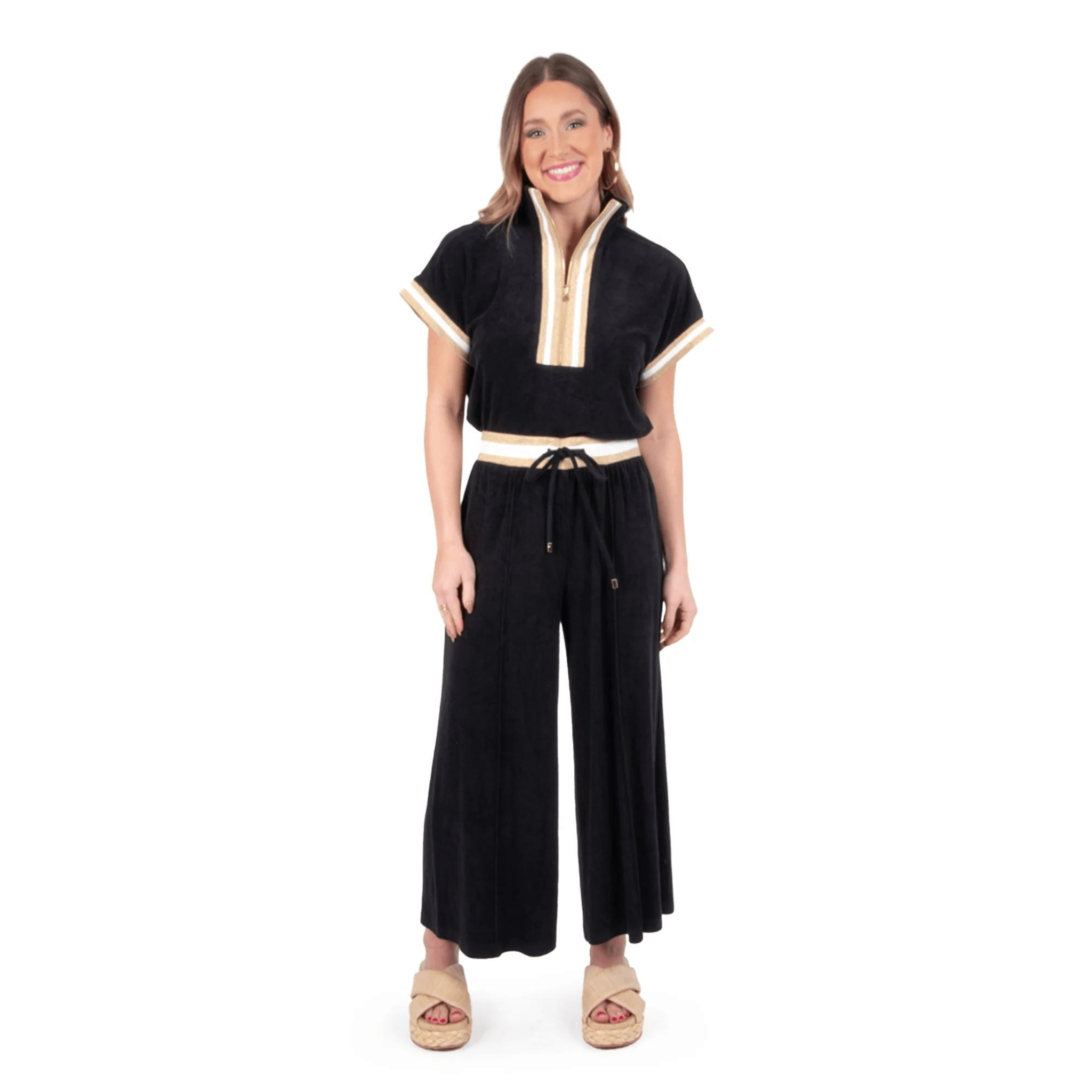 Teddy Crop Trouser in Black Terry - Fairley Fancy 