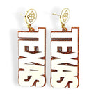 White and Orange Glitter TEXAS Earrings - Fairley Fancy 