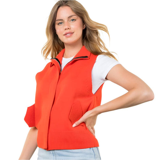 Sleeveless Knit Top in Orange - Fairley Fancy