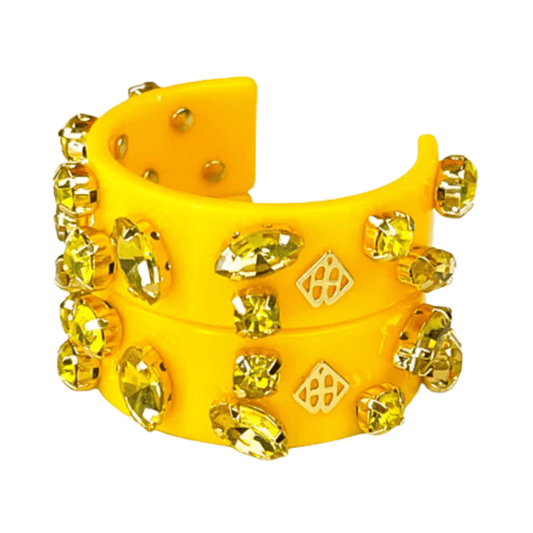 Yellow Resin Hoops with Yellow Crystals - Fairley Fancy 