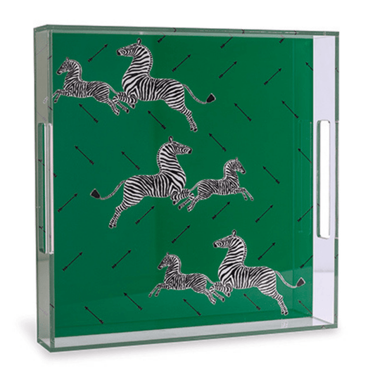 Zebra Green Lucite Tray - Fairley Fancy 