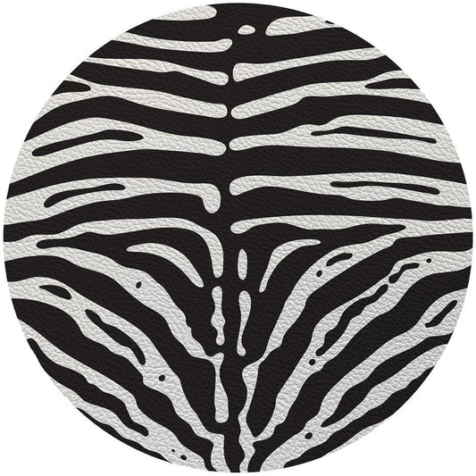 Zebra Skin White Black 16" Round Pebble Placemat, Set of 4 - Fairley Fancy 