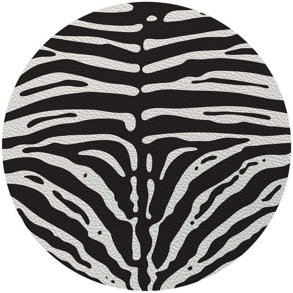 Zebra Skin White Black 16" Round Pebble Placemat, Set of 4 - Fairley Fancy 