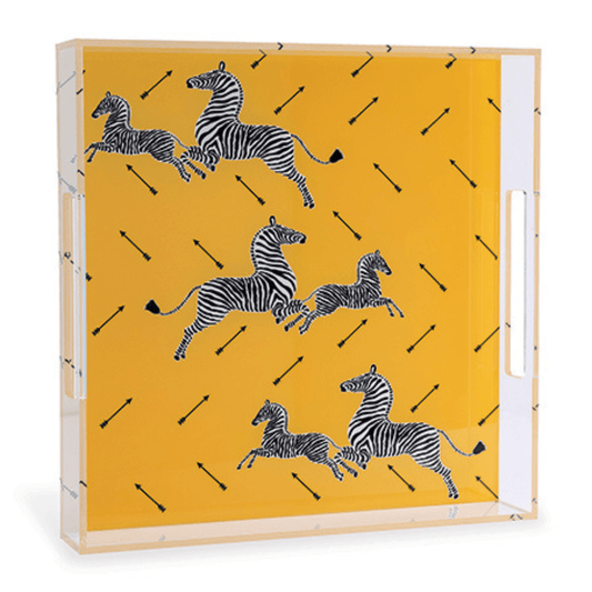 Zebra Yellow Lucite Tray - Fairley Fancy 