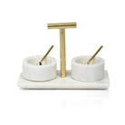 Marble Condiment Set of 2 Bowls with Spoons - fairley fancy